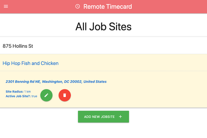 Remote Timecard Screenshot